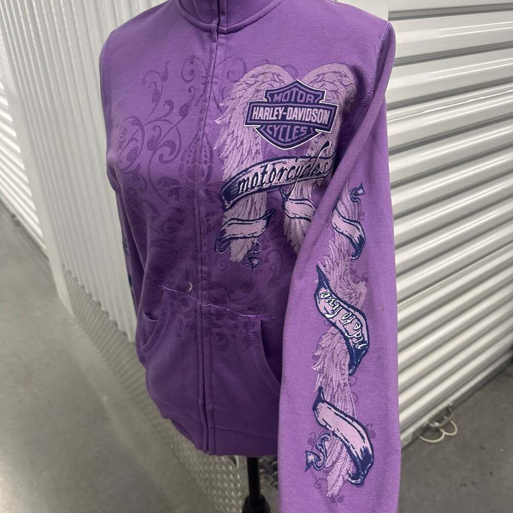 Harley-Davidson Fletcher's Clearwater FL Purple Full Zip Fleece Hoodie Jacket